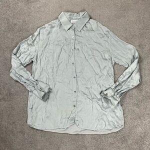 NWOT Michael Stars Women’s M Satin Jersey Long Sleeve Burton Down Shirt Top